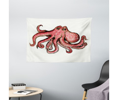 Pink Watercolor Animal Wide Tapestry