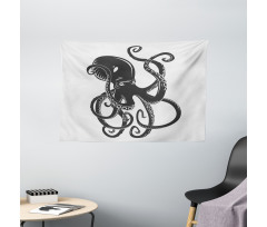 Cartoon Octopus in Sea Wide Tapestry
