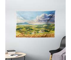 Summer Rural Houses Wide Tapestry