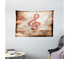 Grunge Abstract Notes Wide Tapestry