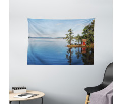 Country Lake House Wide Tapestry
