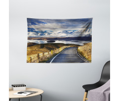 River Snowy Mountain Wide Tapestry