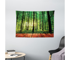 Sunlight Forest Trees Wide Tapestry