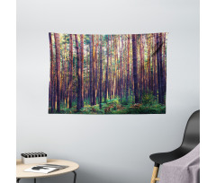 Fall Trees Forest Trunks Wide Tapestry