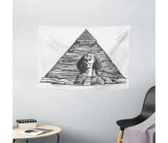 Sphinx Pyramid Sketch Wide Tapestry
