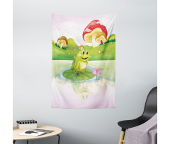 Frog on Water Lily Art Tapestry