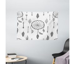 Folk Feathers Arrow Wide Tapestry