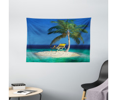 Chair Under a Palm Tree Wide Tapestry