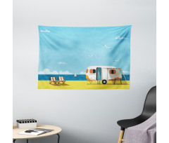 Coastline Clouds Scenery Wide Tapestry