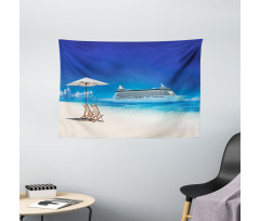 Beach Cruise Boat Trip Wide Tapestry