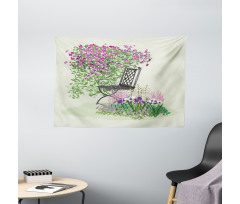 Flowers Blooming Garden Wide Tapestry