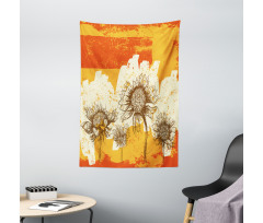 Abstract Drawing Flowers Tapestry