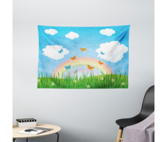 Meadow Butterfly Rainbow Wide Tapestry