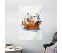Animals on Mystic Boat Tapestry