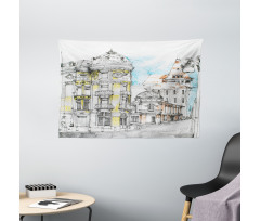 European City Sketch Wide Tapestry