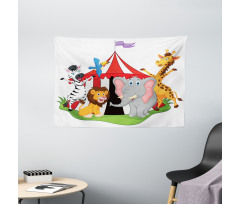 Circus Tent Giraffe Mime Wide Tapestry