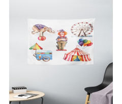 Clown Elephant Circus Wide Tapestry