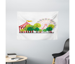 Circus Carnival Scene Wide Tapestry