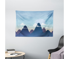 Pastel Mountains and Clouds Wide Tapestry