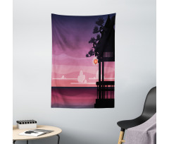 Ethnic Asian Pavilion Sunset Tapestry