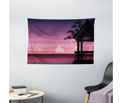 Ethnic Asian Pavilion Sunset Wide Tapestry
