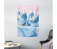 Winter Landscape Cottages Tapestry