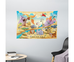 Nature Beasts Hippo Wide Tapestry