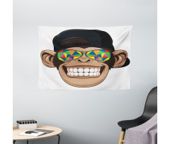 Hipster Monkey Glasses Wide Tapestry