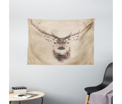 Deer Portrait with Dots Wide Tapestry