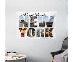 New York Collage Wide Tapestry