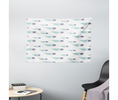 Origami Style Mammal Fish Wide Tapestry
