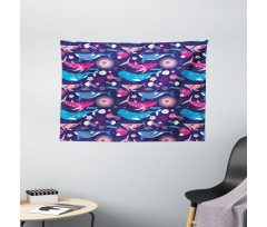 Floral Nautical Elements Wide Tapestry