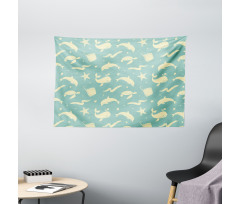 Soft Dolphin Turtle Starfish Wide Tapestry