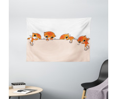 Banner with Little Kitties Wide Tapestry