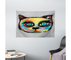 Sketch Art Dark Big Eyes Wide Tapestry