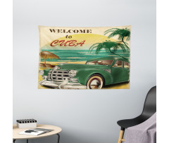 Cuba Beach Ocean Palm Wide Tapestry