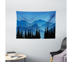 Tree and Hill Silhouettes Wide Tapestry