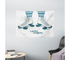 Retro Roller Skates Wide Tapestry