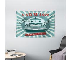 Car Wash Sign Commercial Wide Tapestry