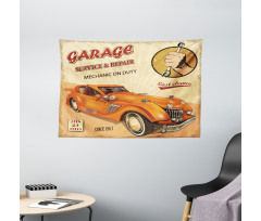 Engine and Mechanic Sign Wide Tapestry
