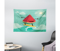 Watermelon on the Waves Wide Tapestry