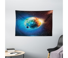 Planet Earth Sun Rays Wide Tapestry