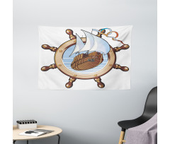 Ships Wheel Sailing Wide Tapestry