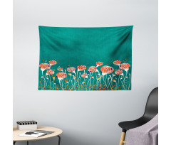 Modern Spring Flowers Wide Tapestry