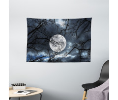Moon at Night in Forest Wide Tapestry