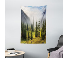 Green Trees on Meadow Tapestry