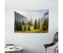 Green Trees on Meadow Wide Tapestry
