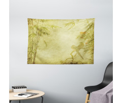 Branch and Bamboo Stems Wide Tapestry