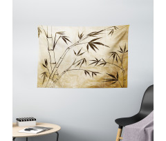 Gradient Bamboo Leaves Wide Tapestry