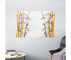 Hand Drawn Bamboos Leaf Wide Tapestry